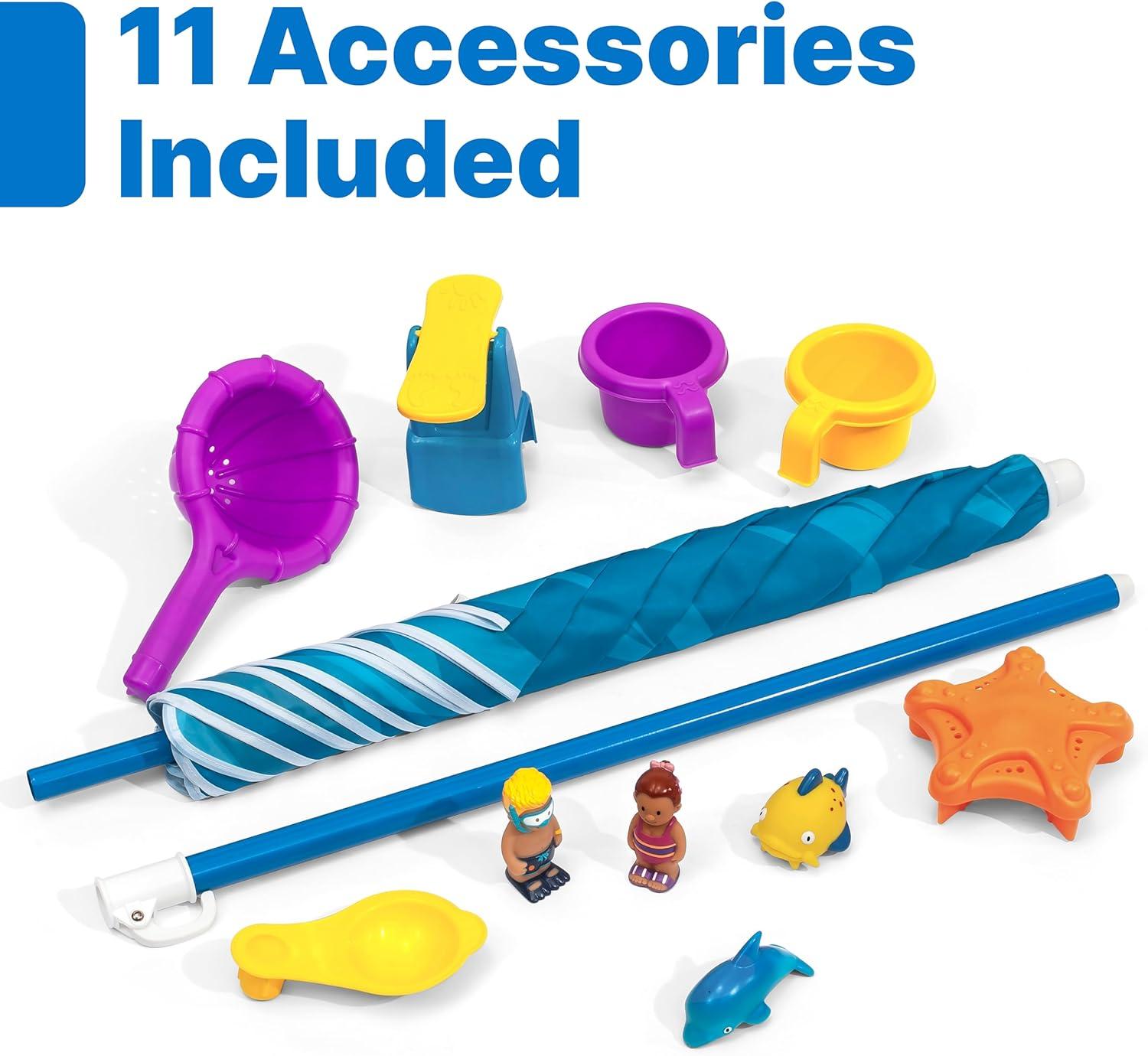 image:imageStep 2 Spill amp Splash Seaway Water Table for Kids TwoTier Outdoor Kids Water Sensory Table with Umbrella Ages 15 Years Old 11 Piece Water Toy AccessoriesMulticolor