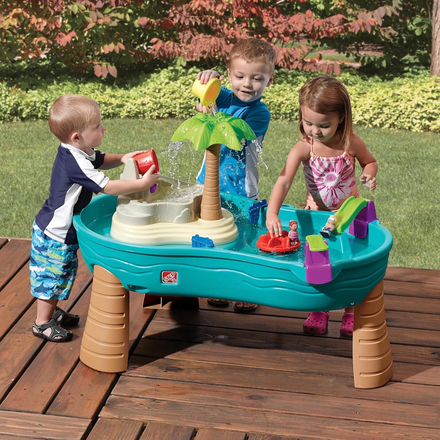image:imageStep 2 Spill amp Splash Seaway Water Table for Kids TwoTier Outdoor Kids Water Sensory Table with Umbrella Ages 15 Years Old 11 Piece Water Toy AccessoriesMulti