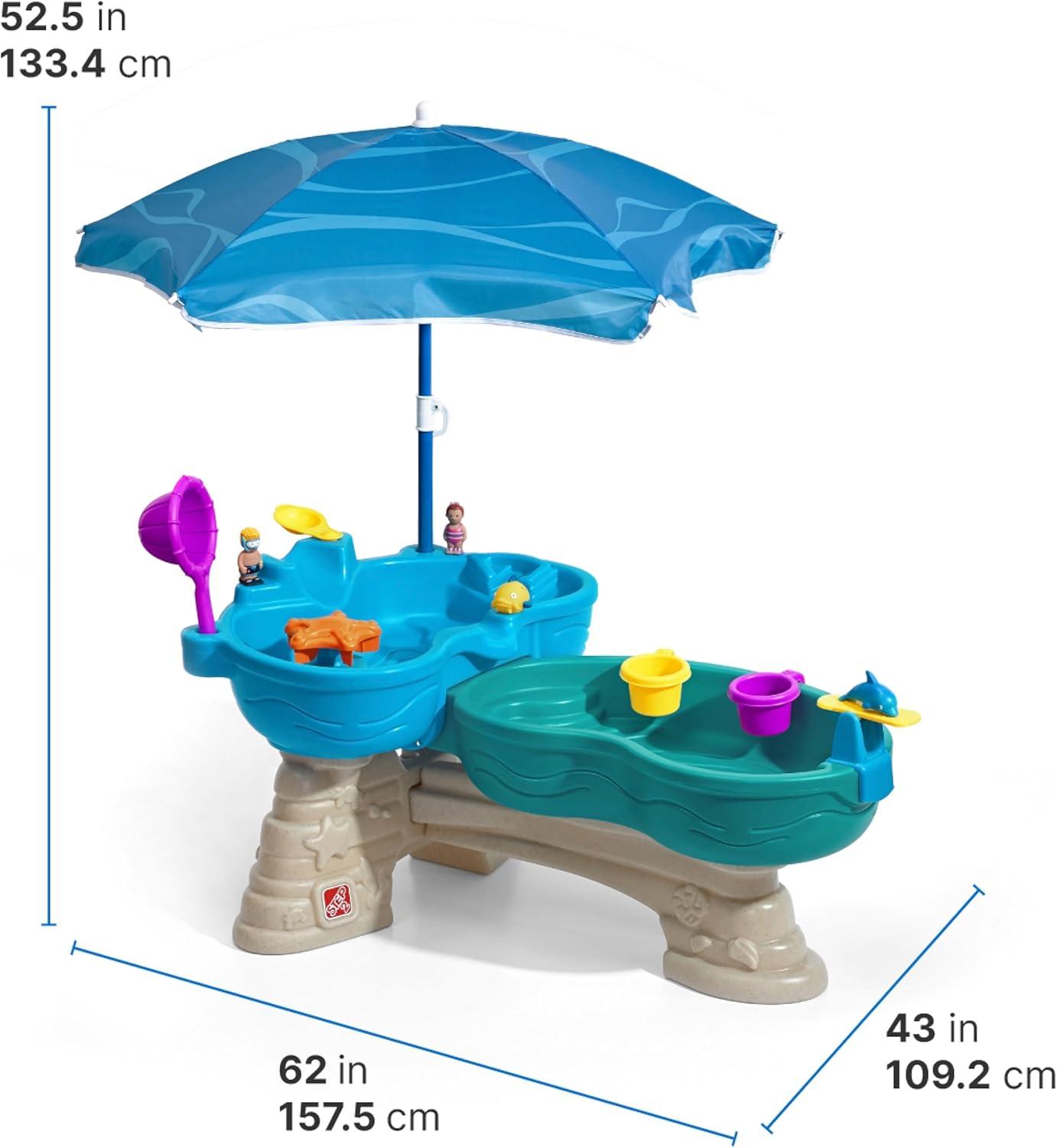 image:imageStep 2 Spill amp Splash Seaway Water Table for Kids TwoTier Outdoor Kids Water Sensory Table with Umbrella Ages 15 Years Old 11 Piece Water Toy AccessoriesMulticolor