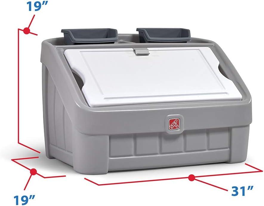 image:imageStep2 2in1 Toy Box amp Art Lid Kids Toy Storage Bin amp Organizer Easel amp Chest in One Made of Durable Plastic For Toddlers 2 Years Old TanGray