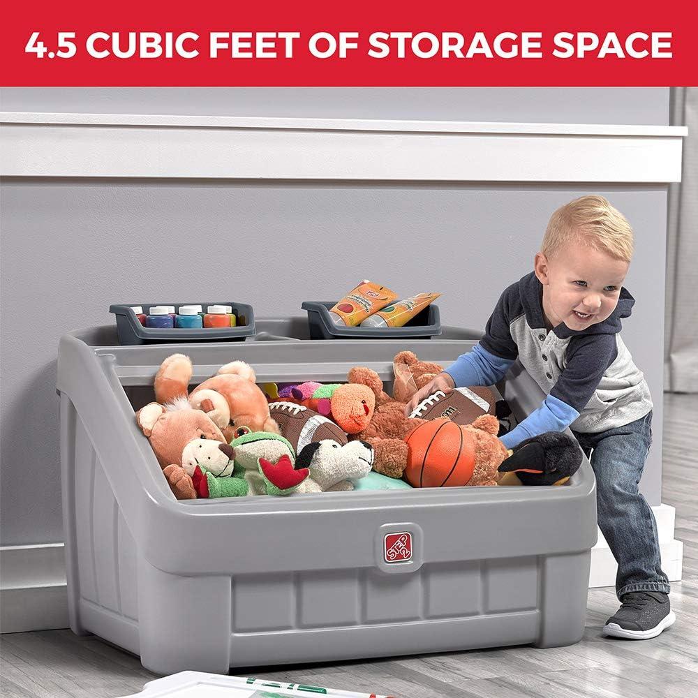 image:imageStep2 2in1 Toy Box amp Art Lid Kids Toy Storage Bin amp Organizer Easel amp Chest in One Made of Durable Plastic For Toddlers 2 Years Old TanGray