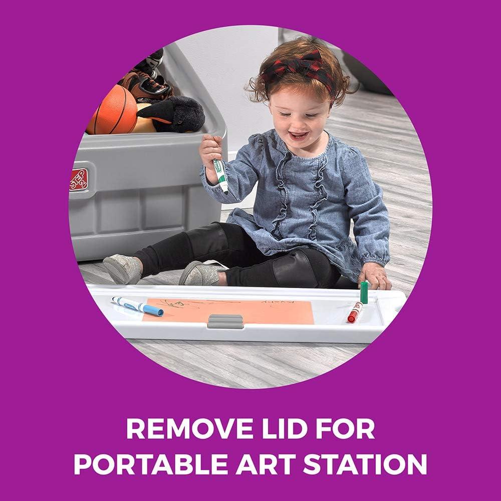 image:imageStep2 2in1 Toy Box amp Art Lid Kids Toy Storage Bin amp Organizer Easel amp Chest in One Made of Durable Plastic For Toddlers 2 Years Old TanGray