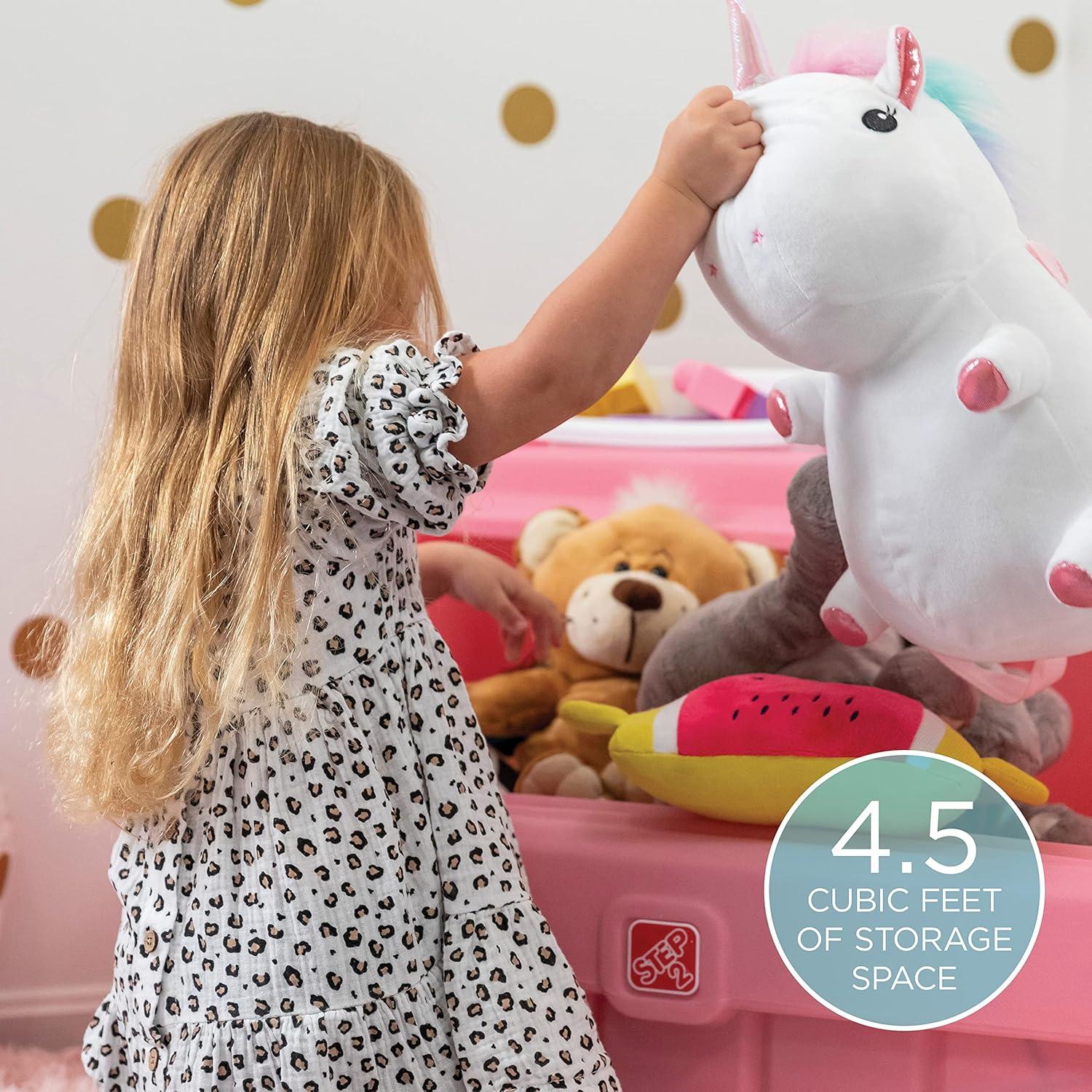image:imageStep2 2in1 Toy Box amp Art Lid Kids Toy Storage Bin amp Organizer Easel amp Chest in One Made of Durable Plastic For Toddlers 2 Years Old TanPink
