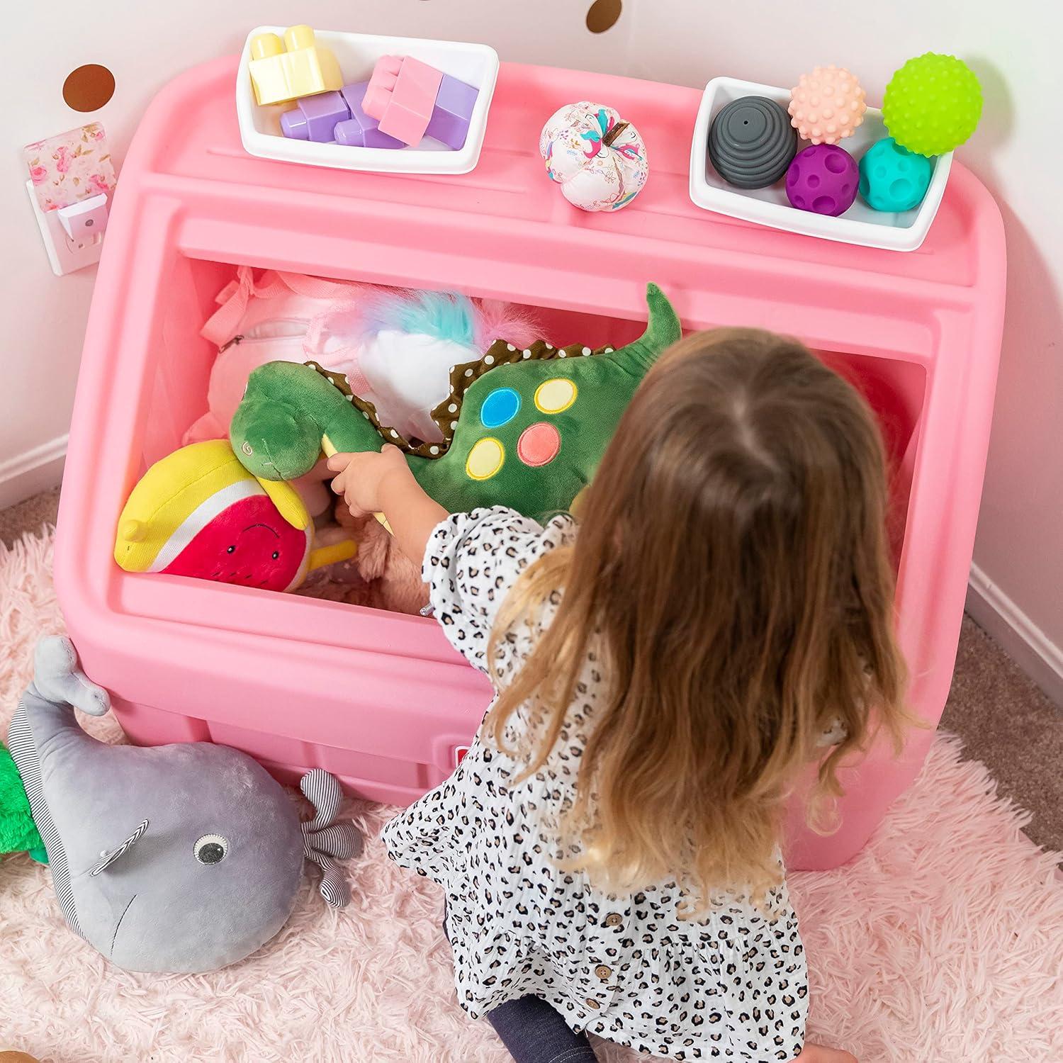 image:imageStep2 2in1 Toy Box amp Art Lid Kids Toy Storage Bin amp Organizer Easel amp Chest in One Made of Durable Plastic For Toddlers 2 Years Old TanPink