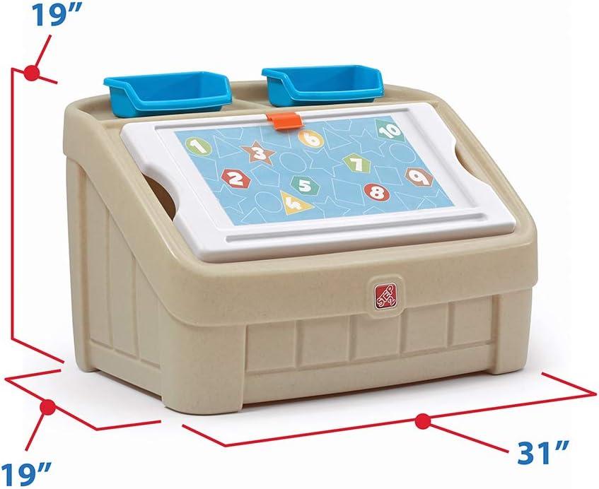 image:imageStep2 2in1 Toy Box amp Art Lid Kids Toy Storage Bin amp Organizer Easel amp Chest in One Made of Durable Plastic For Toddlers 2 Years Old TanTan