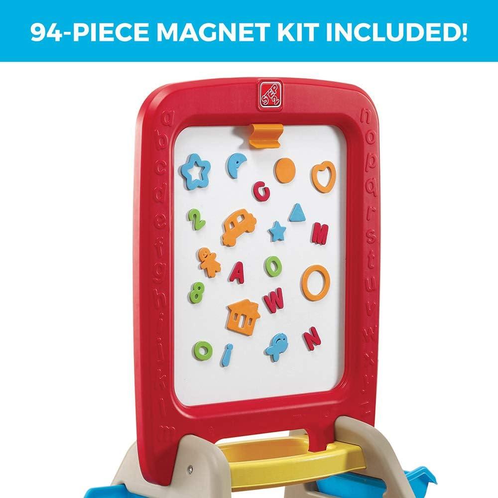 image:imageStep2 All Around Easel for Two Kids Activity Table DoubleSided Art Board Made of Durable Plastic Includes 94Piece Soft Foam Magnets For Toddlers 3 Years Old
