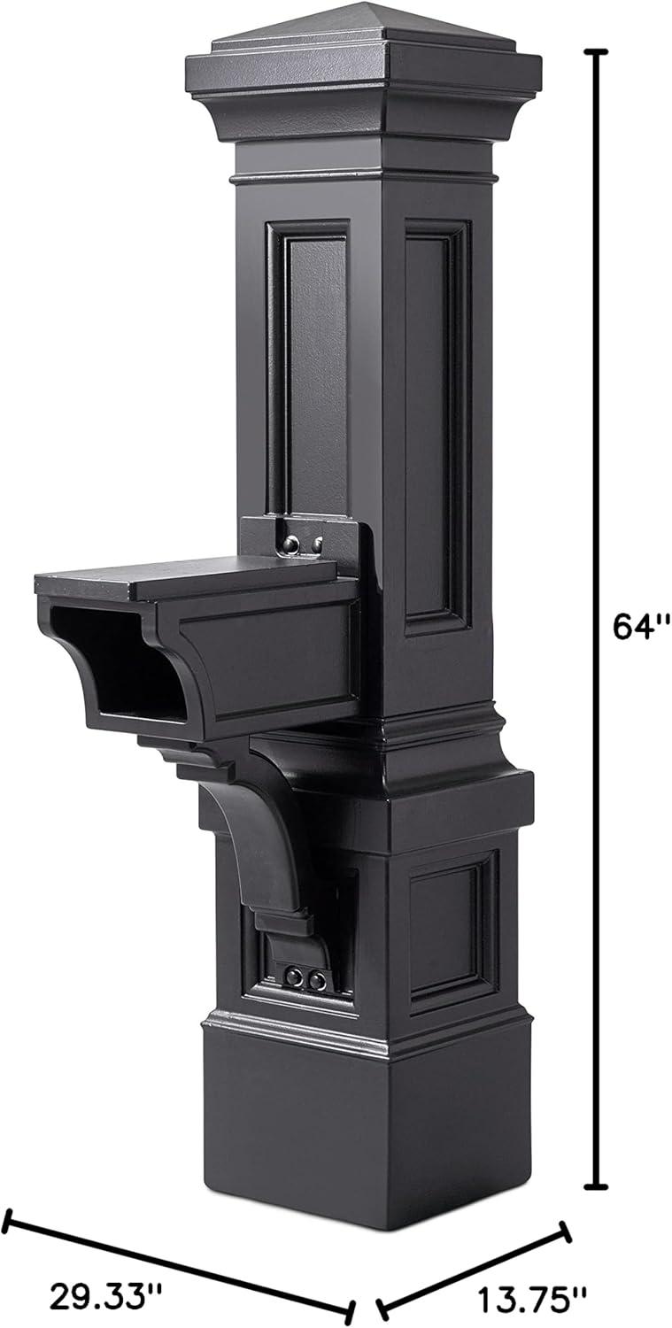 image:imageStep2 Atherton Grand Mail Post Mailbox Not Included Weather Resistant Large Outdoor Mail Post Made of Durable Plastic Easy Install Onyx BlackOnyx Black