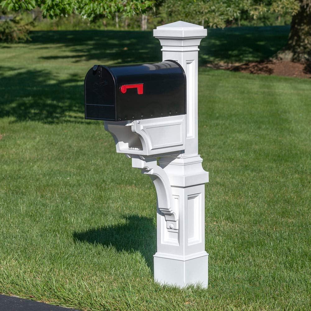 image:imageStep2 Atherton Mail Post Mailbox Not Included Weather Resistant Large Outdoor Mailbox Post Made of Durable Plastic Easy to Install Classic WhiteClassic White