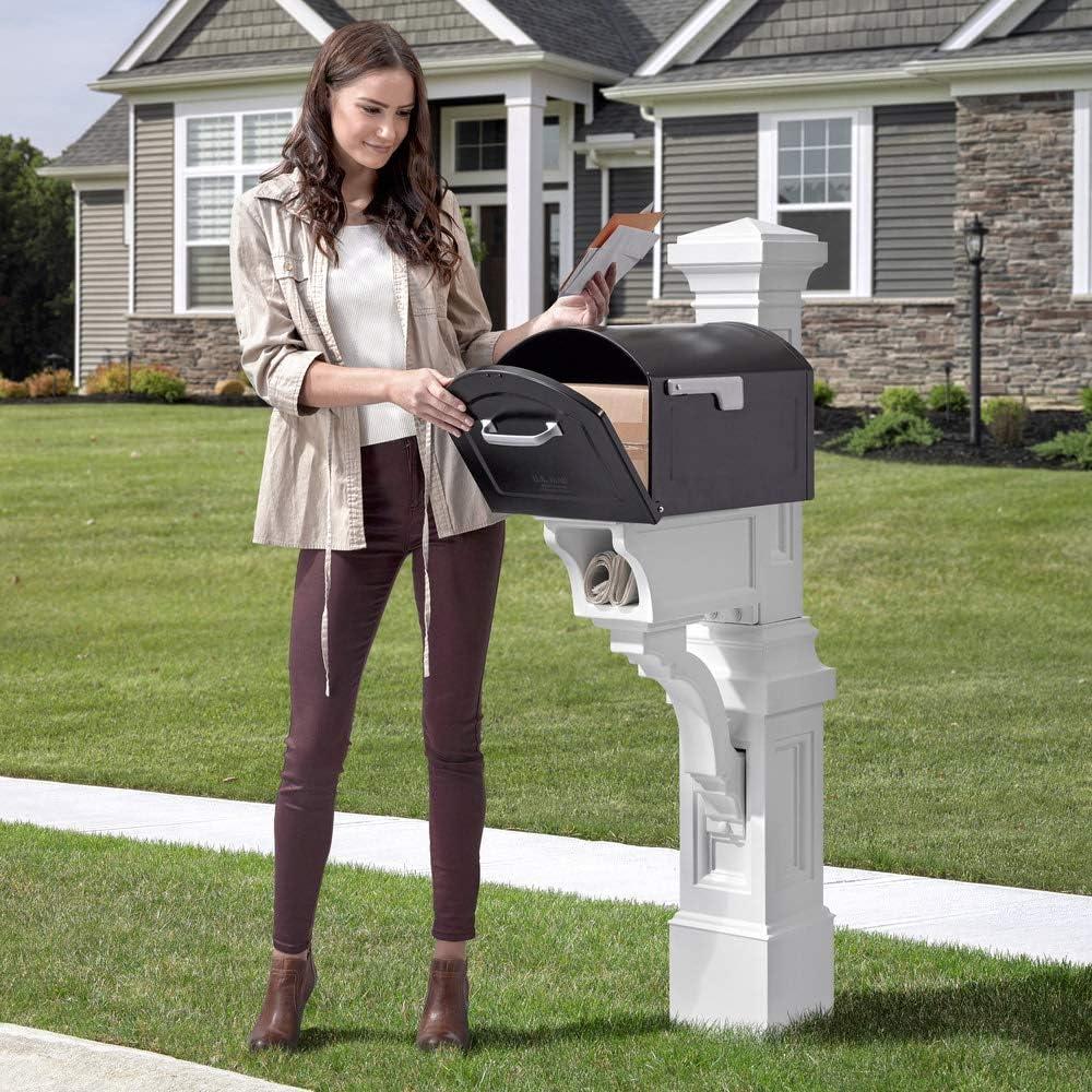 image:imageStep2 Atherton Mail Post Mailbox Not Included Weather Resistant Large Outdoor Mailbox Post Made of Durable Plastic Easy to Install Classic WhiteClassic White
