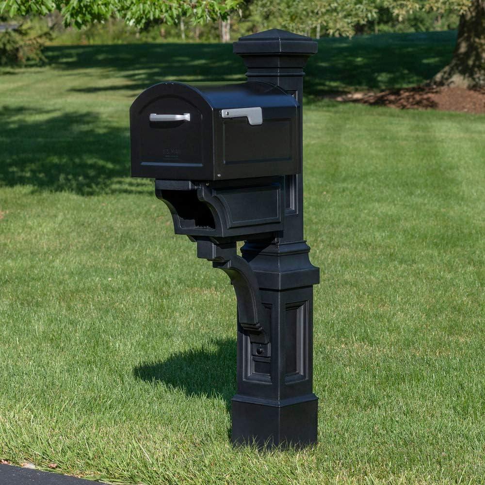 image:imageStep2 Atherton Mail Post Mailbox Not Included Weather Resistant Large Outdoor Mailbox Post Made of Durable Plastic Easy to Install Classic WhiteOnyx Black