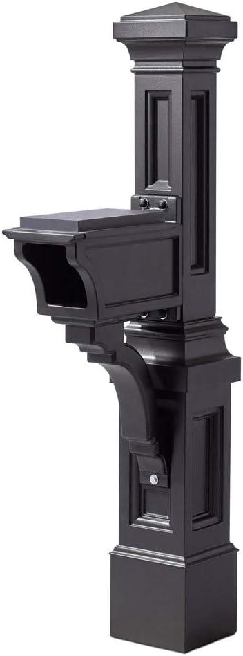 image:imageStep2 Atherton Mail Post Mailbox Not Included Weather Resistant Large Outdoor Mailbox Post Made of Durable Plastic Easy to Install Classic WhiteOnyx Black