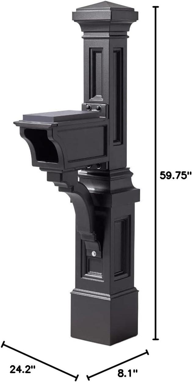 image:imageStep2 Atherton Mail Post Mailbox Not Included Weather Resistant Large Outdoor Mailbox Post Made of Durable Plastic Easy to Install Classic WhiteOnyx Black