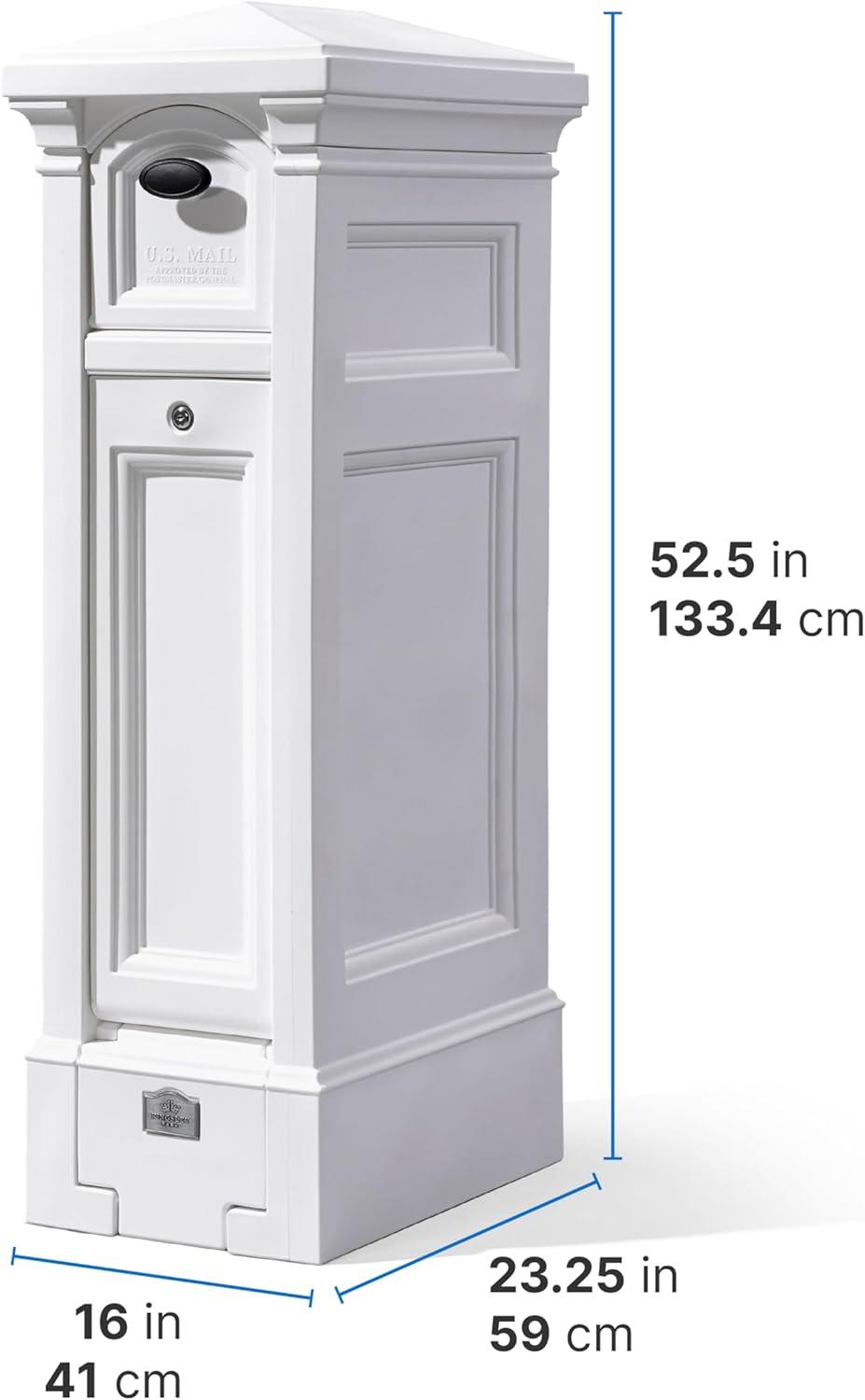 image:imageStep2 Atherton Reserve Storage Mailbox amp Post Extra Storage Weather Resistant Large Outdoor Mailboxes Made of Durable Plastic Easy to Install Flag Included Classic WhiteClassic White