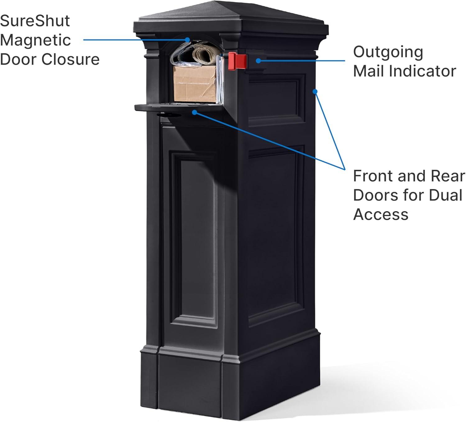 image:imageStep2 Atherton Reserve Storage Mailbox amp Post Extra Storage Weather Resistant Large Outdoor Mailboxes Made of Durable Plastic Easy to Install Flag Included Classic WhiteOnyx Black