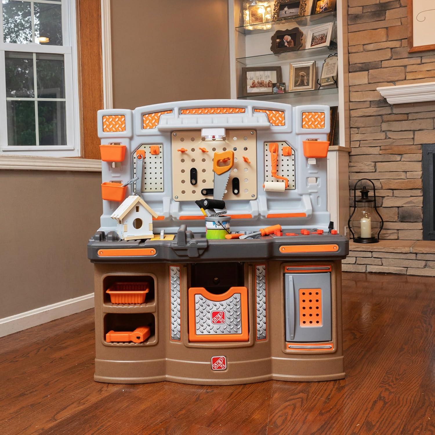 image:imageStep2 Big Builders Pro Workshop for Kids IndoorOutdoor Tool Bench for Children Interactive Play with Sounds Includes 45 Piece Toy Accessory Kit Made of Durable Plastic For Toddlers 3 Years Old