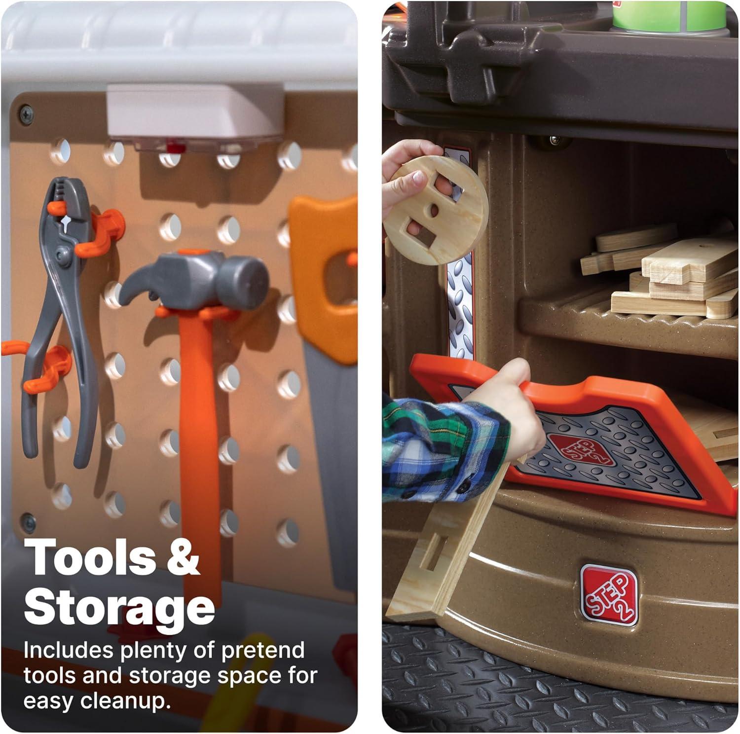 image:imageStep2 Big Builders Pro Workshop for Kids IndoorOutdoor Tool Bench for Children Interactive Play with Sounds Includes 45 Piece Toy Accessory Kit Made of Durable Plastic For Toddlers 3 Years Old