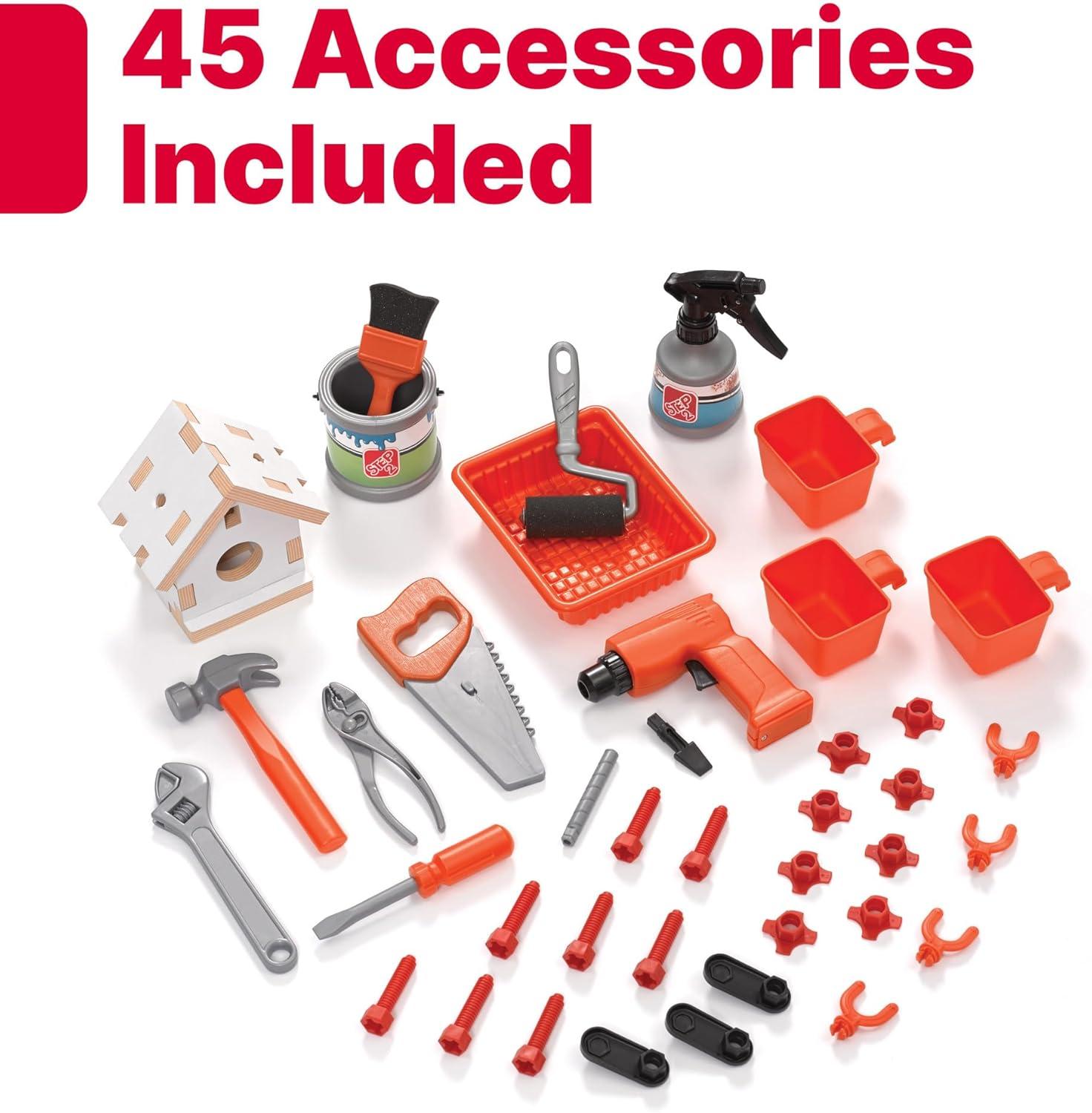 image:imageStep2 Big Builders Pro Workshop for Kids IndoorOutdoor Tool Bench for Children Interactive Play with Sounds Includes 45 Piece Toy Accessory Kit Made of Durable Plastic For Toddlers 3 Years Old