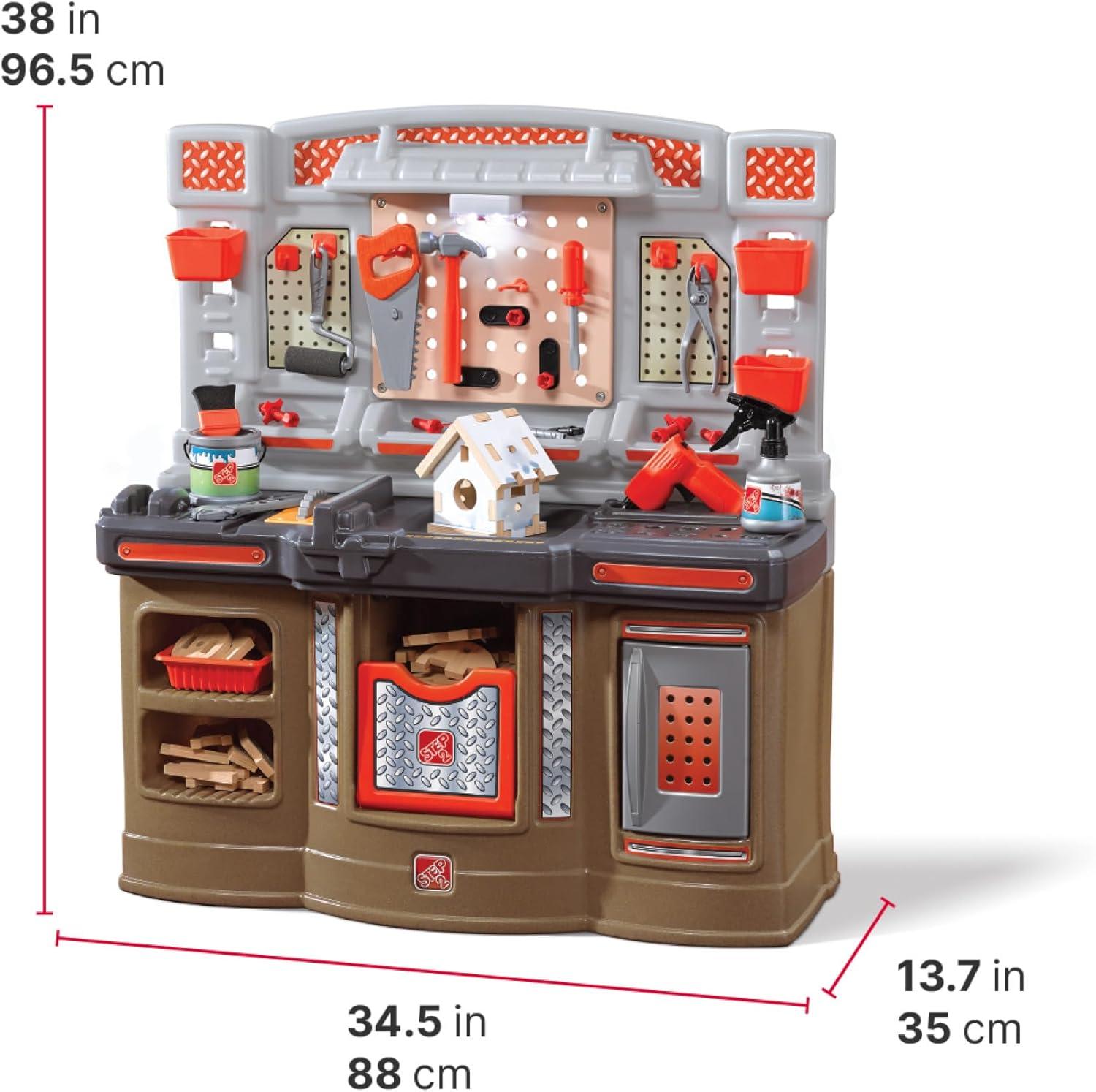 image:imageStep2 Big Builders Pro Workshop for Kids IndoorOutdoor Tool Bench for Children Interactive Play with Sounds Includes 45 Piece Toy Accessory Kit Made of Durable Plastic For Toddlers 3 Years Old