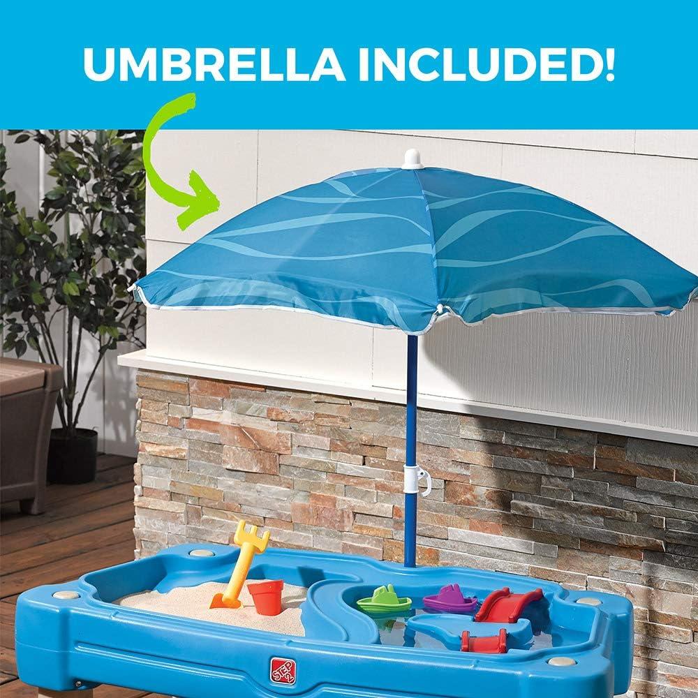 image:imageStep2 Cascading Cove Sand and Water Table Kids Activity Sensory Playset Comes with Umbrella Summer Outdoor Toys 7 Piece Toy Accessories For Toddlers 15 Years OldBlue