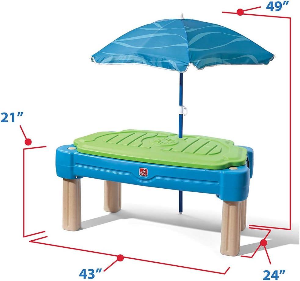 image:imageStep2 Cascading Cove Sand and Water Table Kids Activity Sensory Playset Comes with Umbrella Summer Outdoor Toys 7 Piece Toy Accessories For Toddlers 15 Years OldBlue