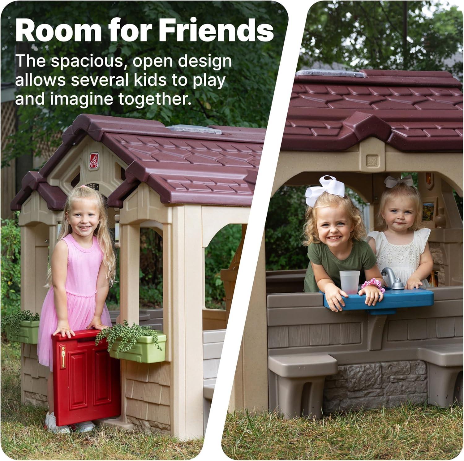 image:imageStep2 Charming Cottage Kids Playhouse Indoor and Outdoor Clubhouse Playset Interactive Sounds Toddlers 2 Years Old Easy to AssemblePlayhouse
