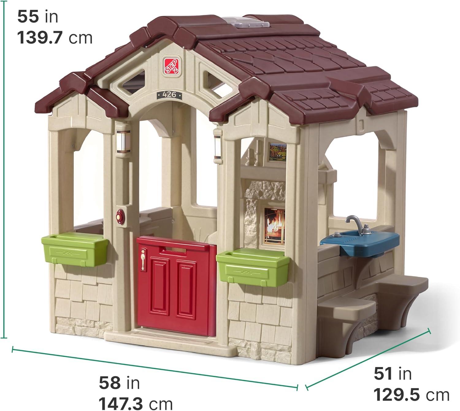 image:imageStep2 Charming Cottage Kids Playhouse Indoor and Outdoor Clubhouse Playset Interactive Sounds Toddlers 2 Years Old Easy to AssemblePlayhouse