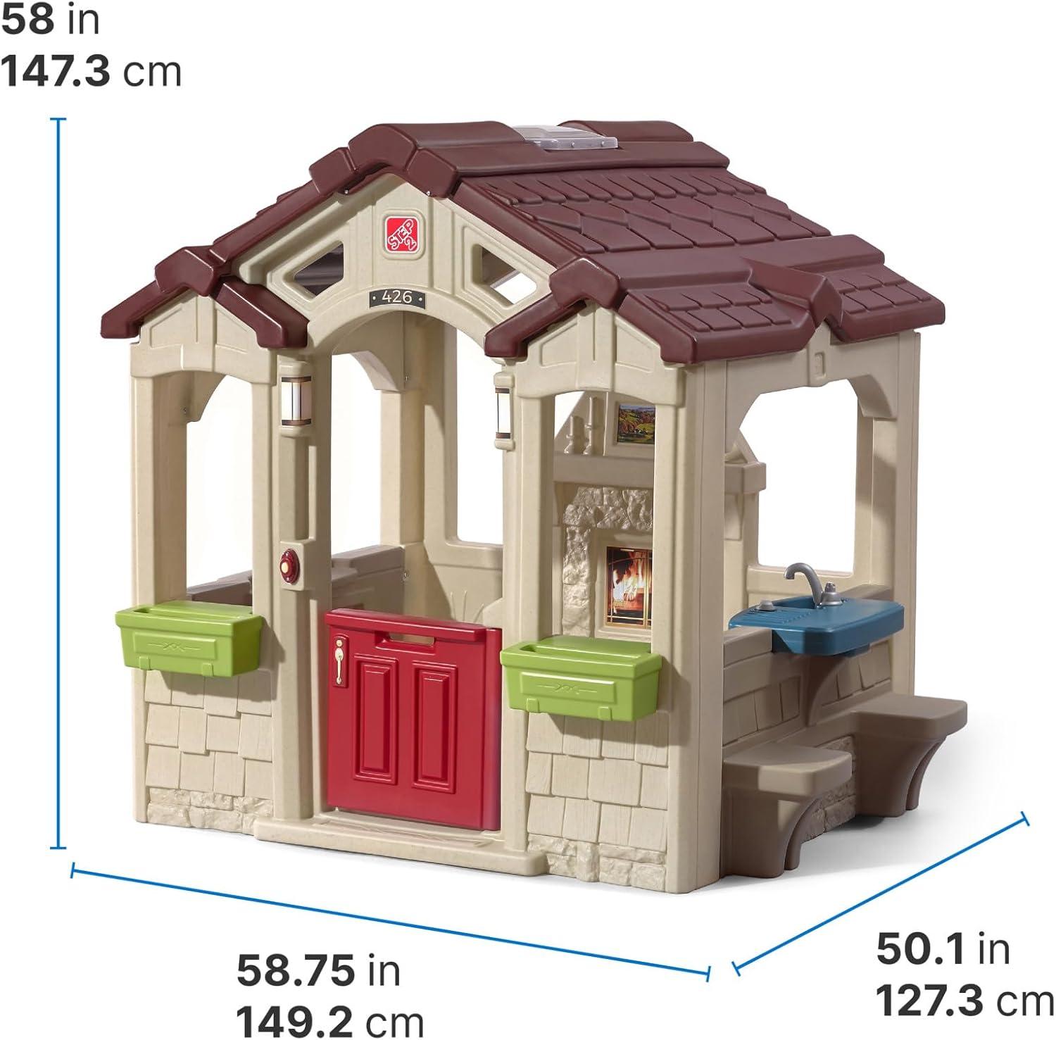 image:imageStep2 Charming Cottage Kids Playhouse Indoor and Outdoor Clubhouse Playset Interactive Sounds Toddlers 2 Years Old Easy to AssemblePlayhouse