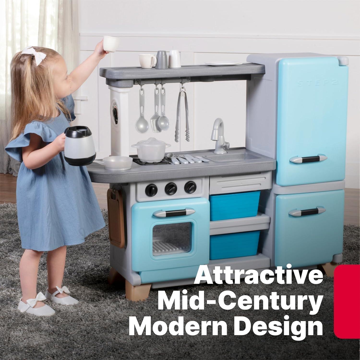 image:imageStep2 Cooking Time Kids Kitchen Playset IndoorOutdoor Kitchenette Interactive Play with Lights and Sounds Made of Durable Plastic Includes 23 Piece Toy Accessories for Toddlers 2 Years Old