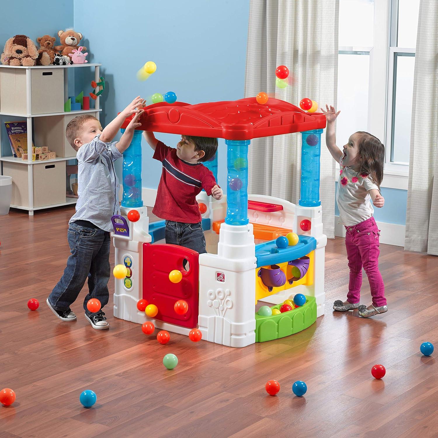 image:imageStep2 Crazy Maze Toddler Ball Pit Kids Playhouse IndoorOutdoor Playset Interactive Play with Sounds Includes 20 Colorful Balls Made of Durable Plastic For Toddlers 15 Years OldRed Roof