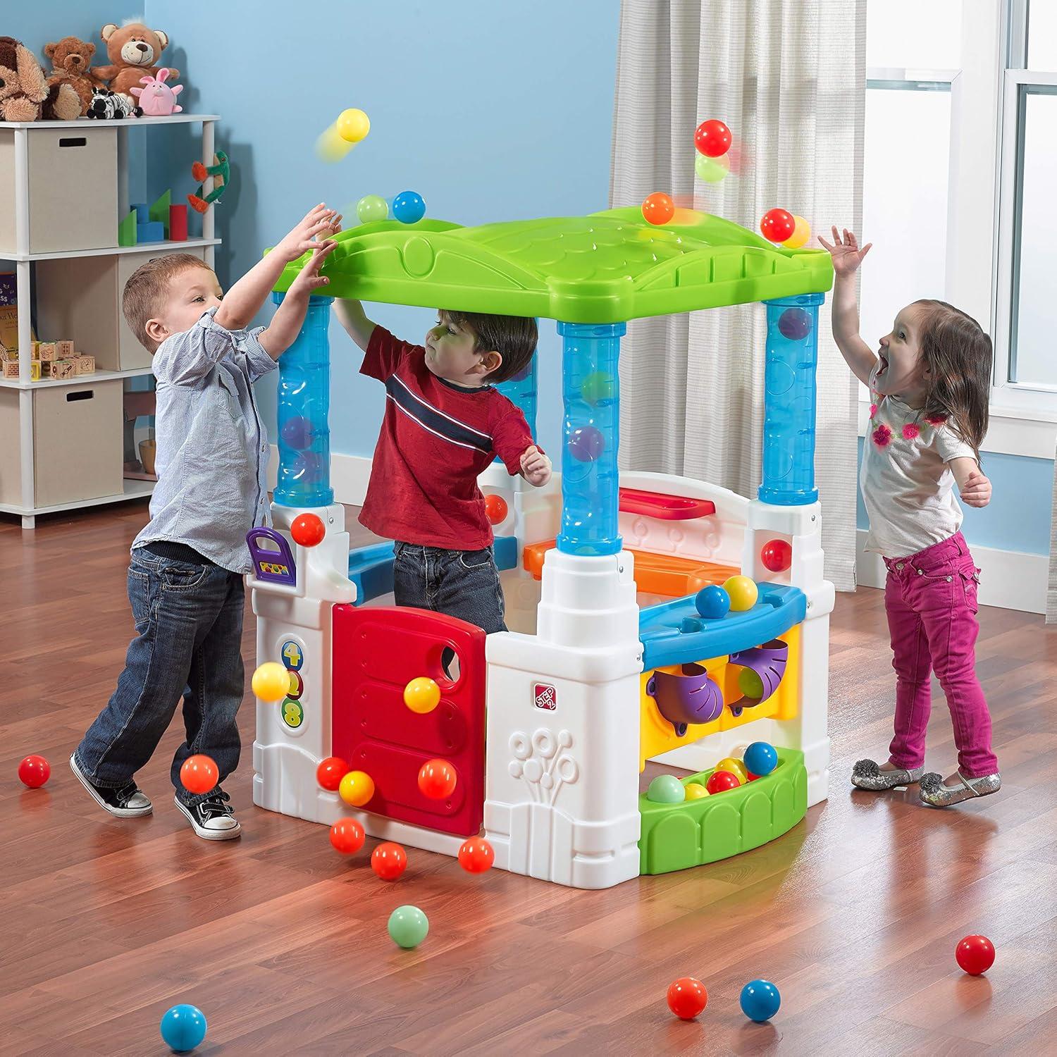 image:imageStep2 Crazy Maze Toddler Ball Pit Kids Playhouse IndoorOutdoor Playset Interactive Play with Sounds Includes 20 Colorful Balls Made of Durable Plastic For Toddlers 15 Years OldGreen Roof