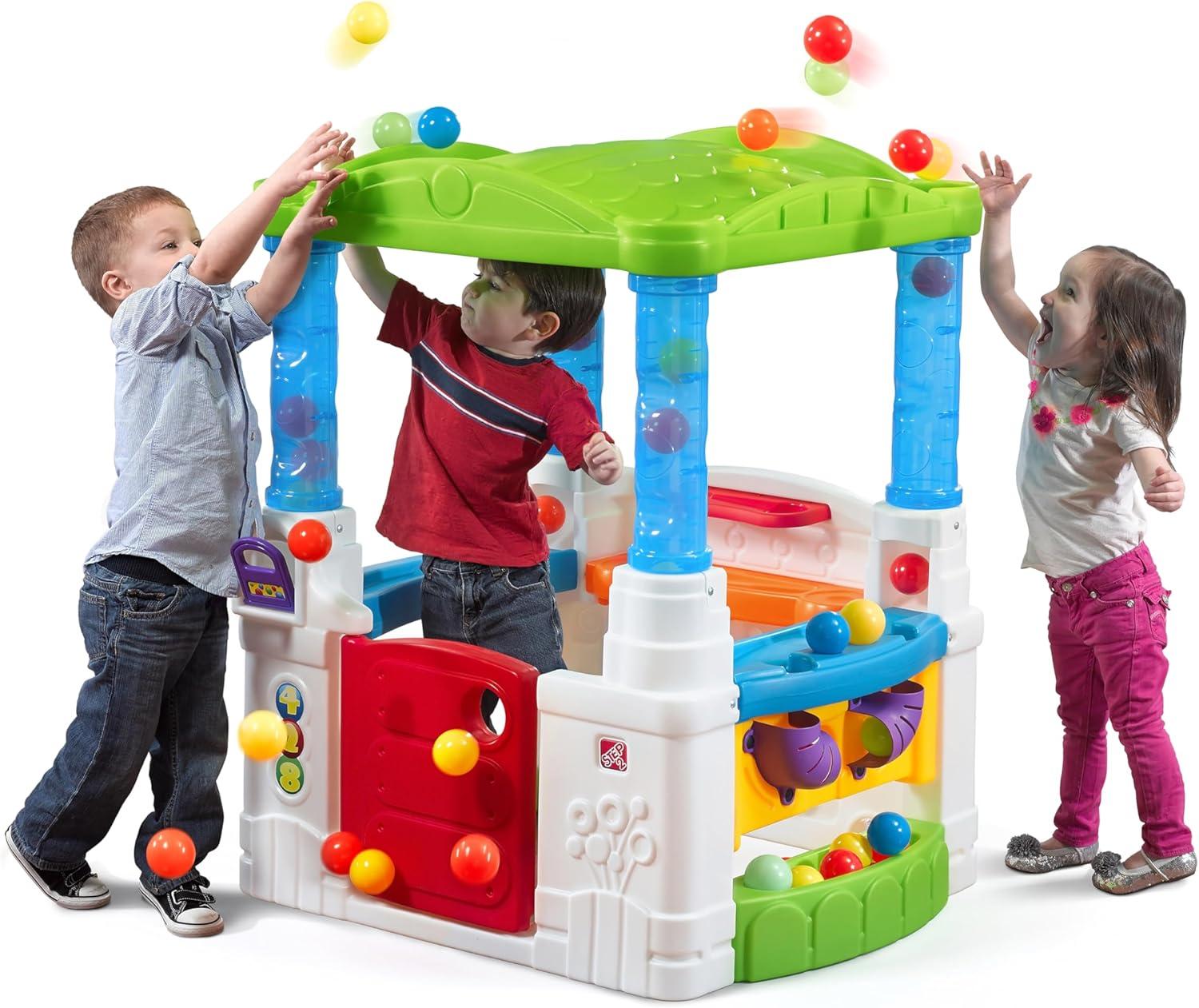 image:imageStep2 Crazy Maze Toddler Ball Pit Kids Playhouse IndoorOutdoor Playset Interactive Play with Sounds Includes 20 Colorful Balls Made of Durable Plastic For Toddlers 15 Years OldGreen Roof