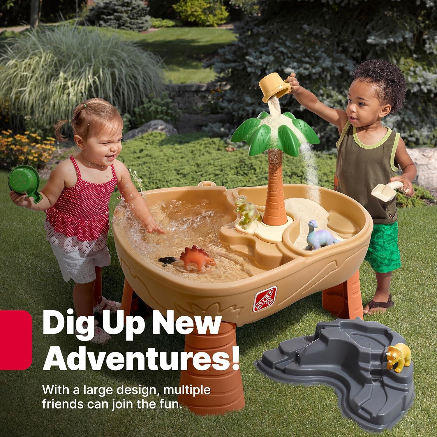 image:imageStep2 Dino Dig Sand and WaterTable Kids Activity Sensory Playset Summer Outdoor Toys 7 Piece Water Toy Accessories For Toddlers 25 Years OldTable