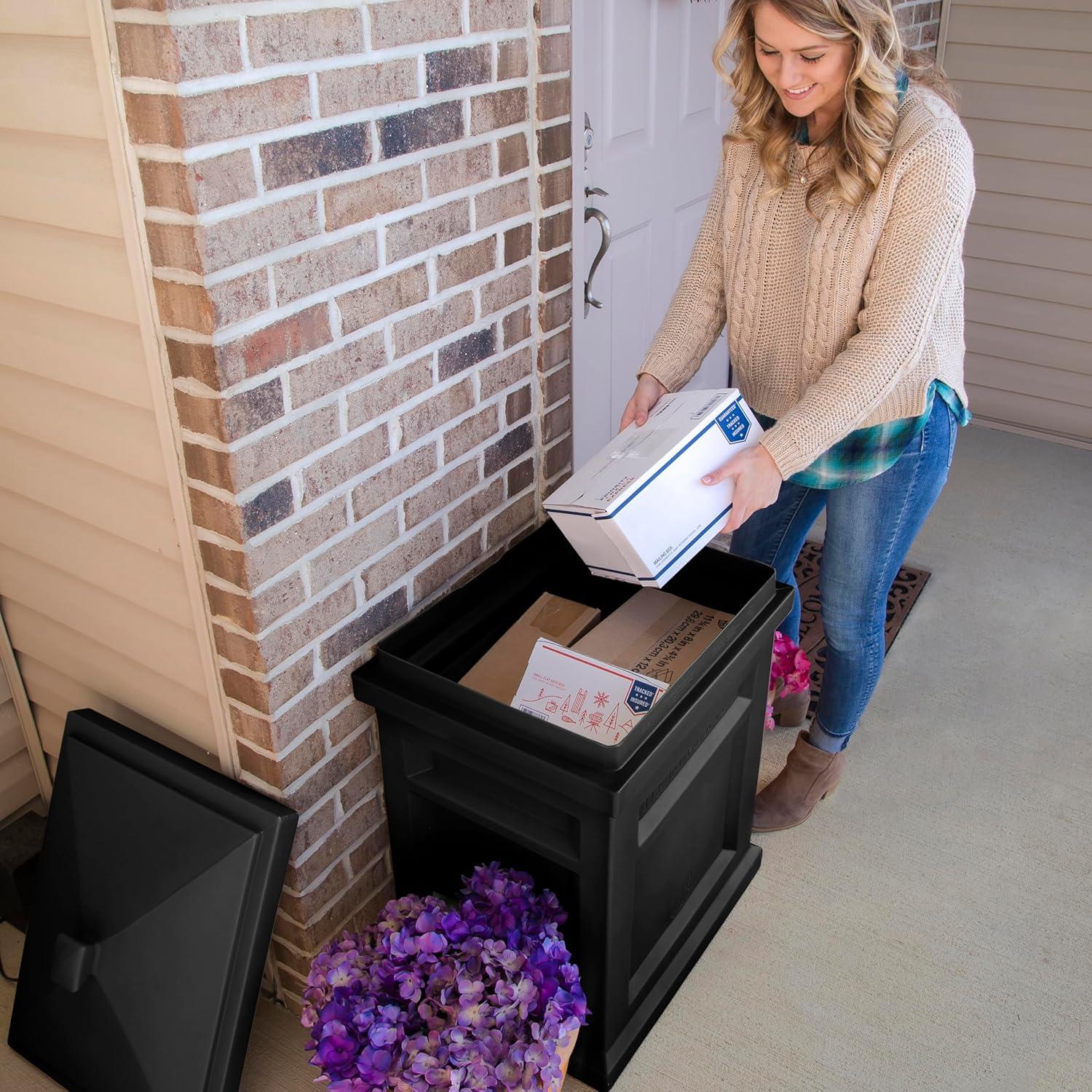 image:imageStep2 Express Package Delivery Box Weather Resistant Large Outdoor Parcel Storage Made of Durable Plastic No Installation Secures Packages BlackBlack