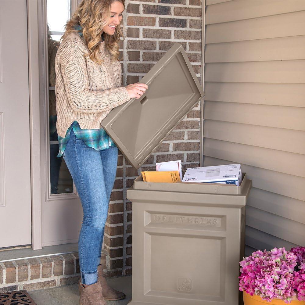 image:imageStep2 Express Package Delivery Box Weather Resistant Large Outdoor Parcel Storage Made of Durable Plastic No Installation Secures Packages BlackMocha
