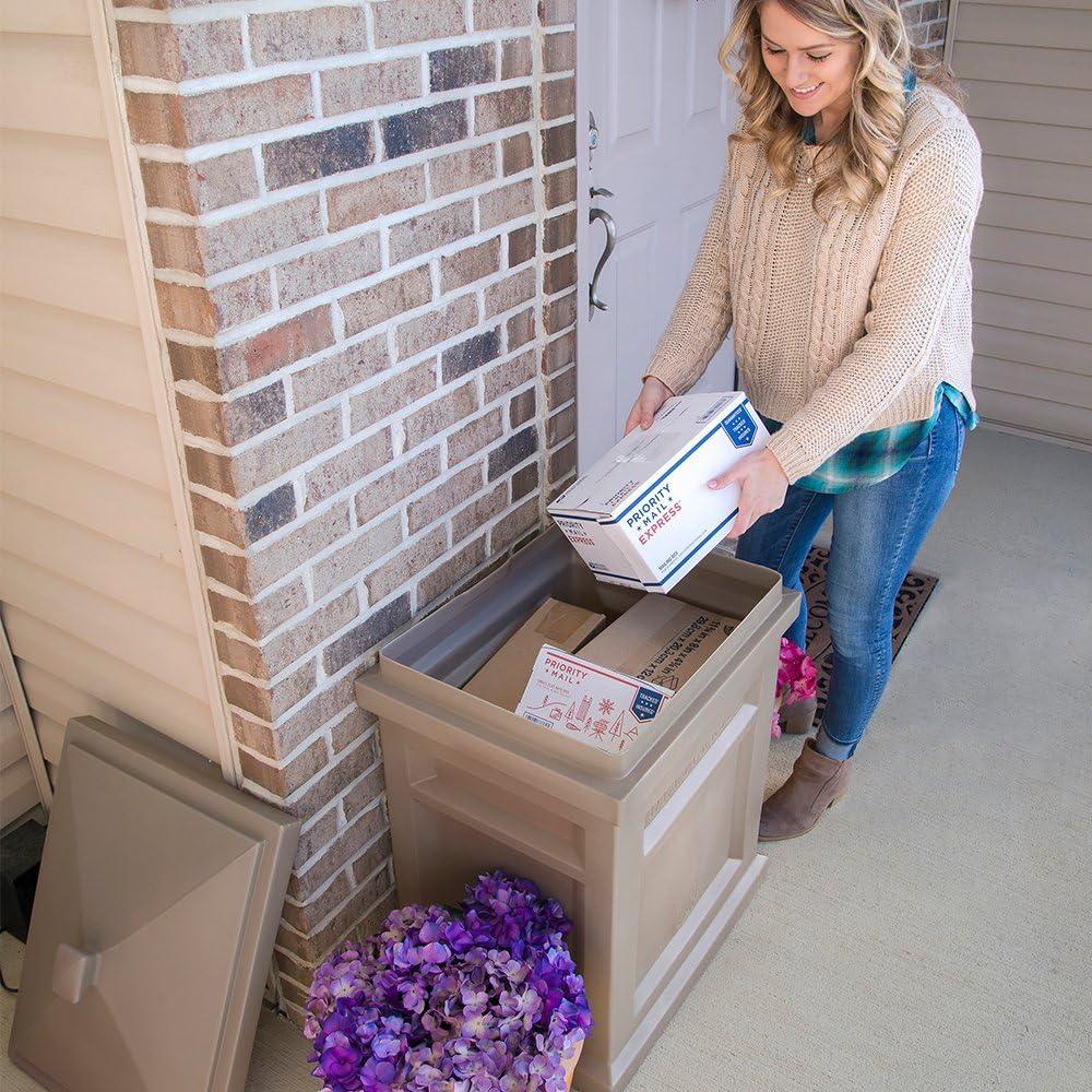 image:imageStep2 Express Package Delivery Box Weather Resistant Large Outdoor Parcel Storage Made of Durable Plastic No Installation Secures Packages BlackMocha