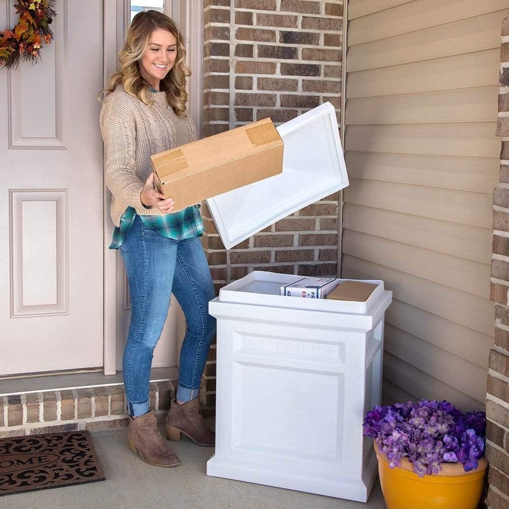 image:imageStep2 Express Package Delivery Box Weather Resistant Large Outdoor Parcel Storage Made of Durable Plastic No Installation Secures Packages BlackWhite