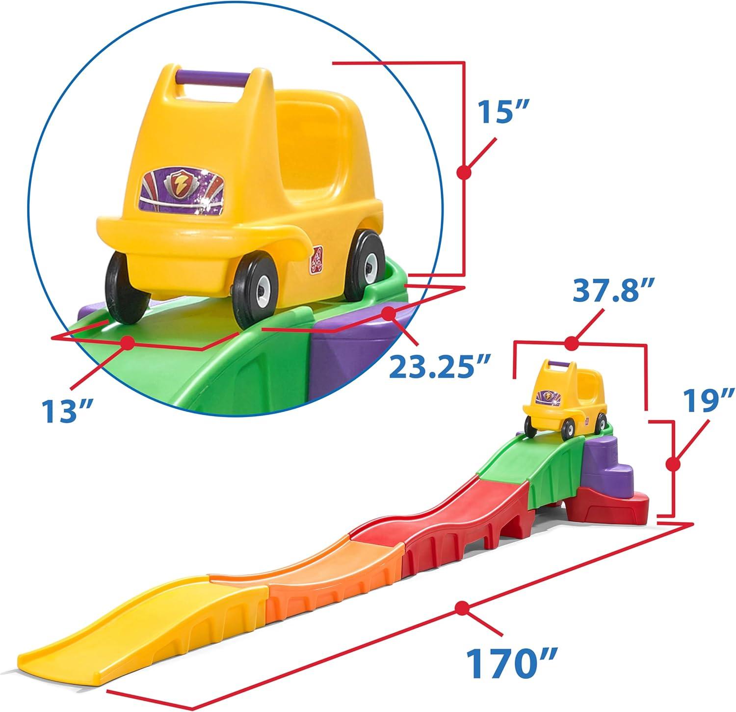 image:imageStep2 Farther amp Faster Coaster Track Expansion Pack Extra 3 Feet Kids Ride On Toy Roller Coaster Track Push Car IndoorOutdoor Playset Made of Durable Plastic For Toddlers 25 Years OldFirst Edition