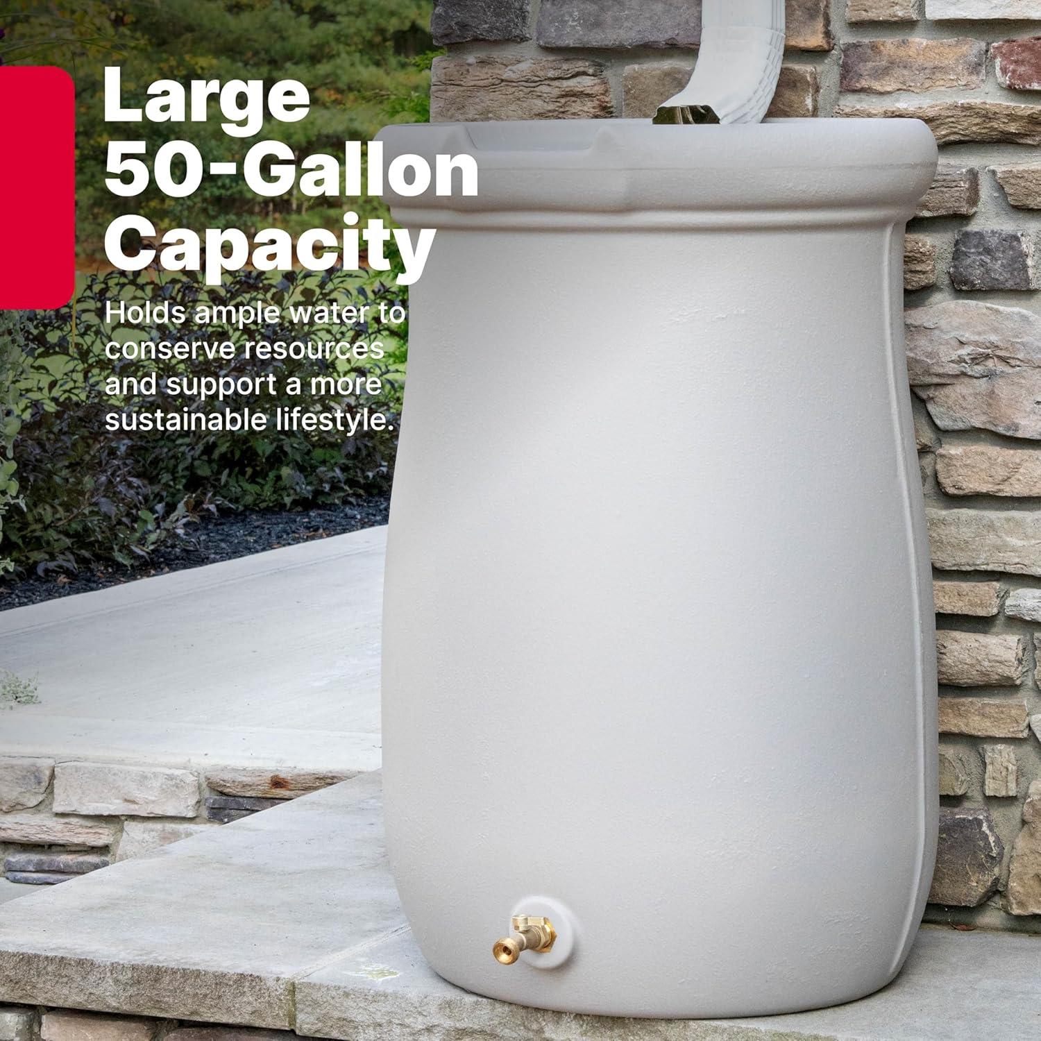 image:imageStep2 Fernway Rain Barrel Outdoor Water Conservation Container Holds 50 Gallons Gray