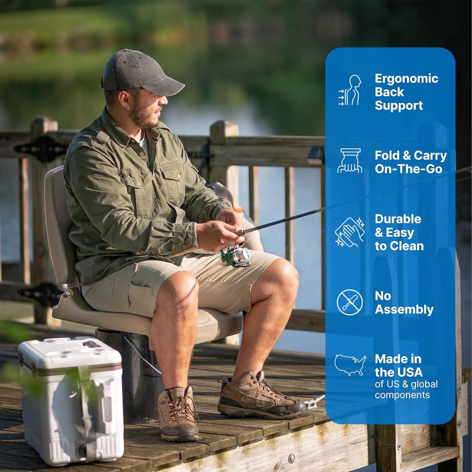 image:imageStep2 Folding Flip Seat Lightweight Portable Outdoor Chair for Poolside Camping Beach Boats Tailgates Durable Ground Chair with Back Support for Adults Bright PinkBrown