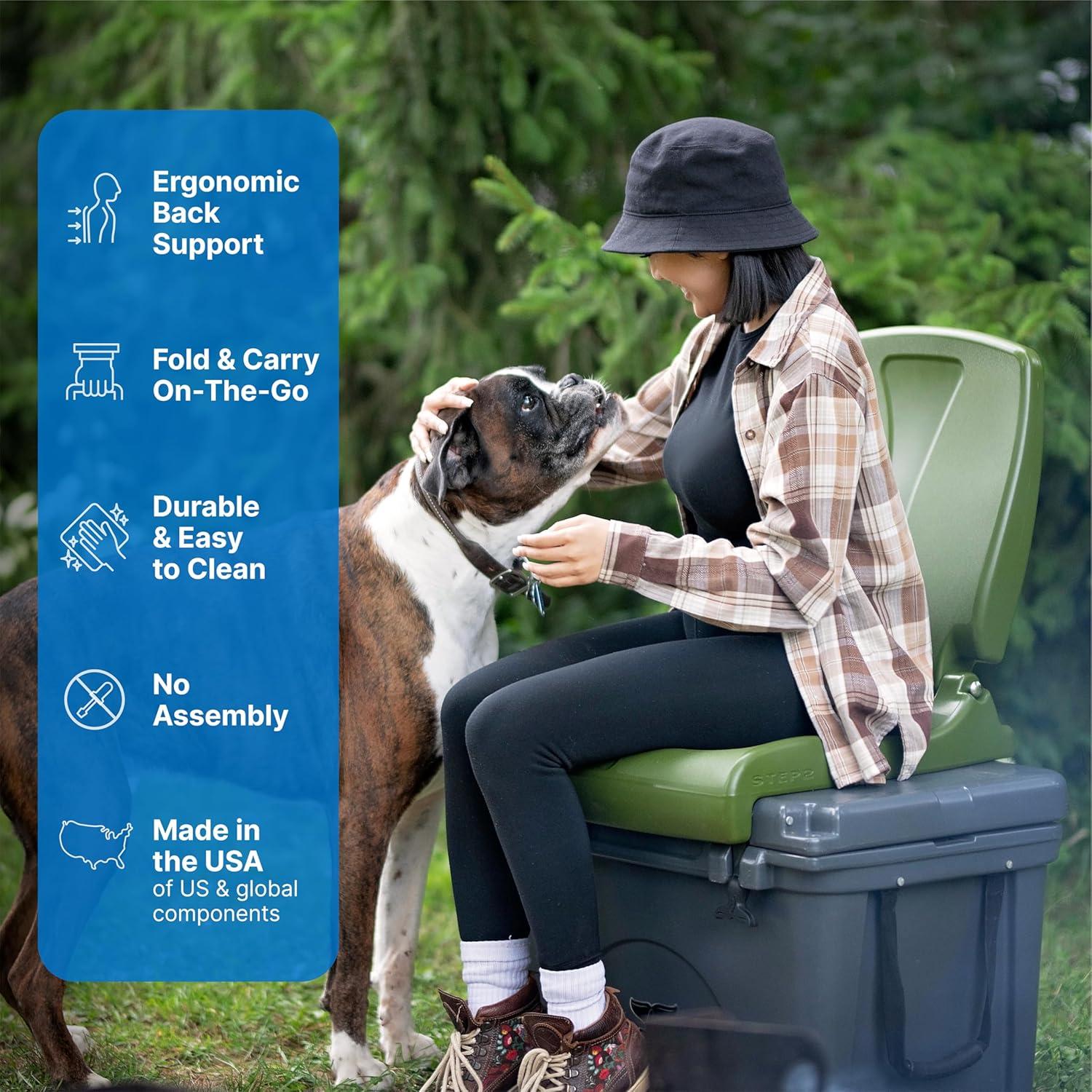 image:imageStep2 Folding Flip Seat Lightweight Portable Outdoor Chair for Poolside Camping Beach Boats Tailgates Durable Ground Chair with Back Support for Adults Bright PinkOlive