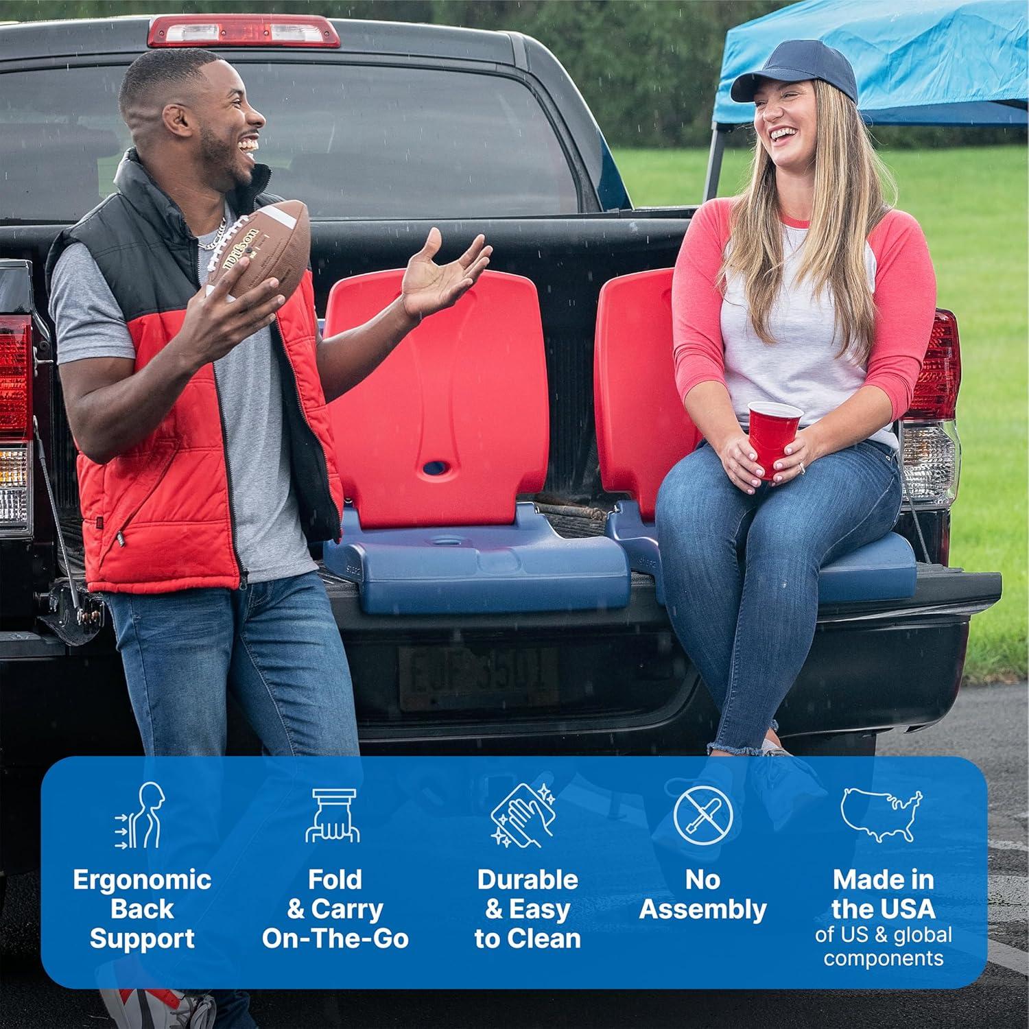 image:imageStep2 Folding Flip Seat Lightweight Portable Outdoor Chair for Poolside Camping Beach Boats Tailgates Durable Ground Chair with Back Support for Adults Bright PinkRed Blue