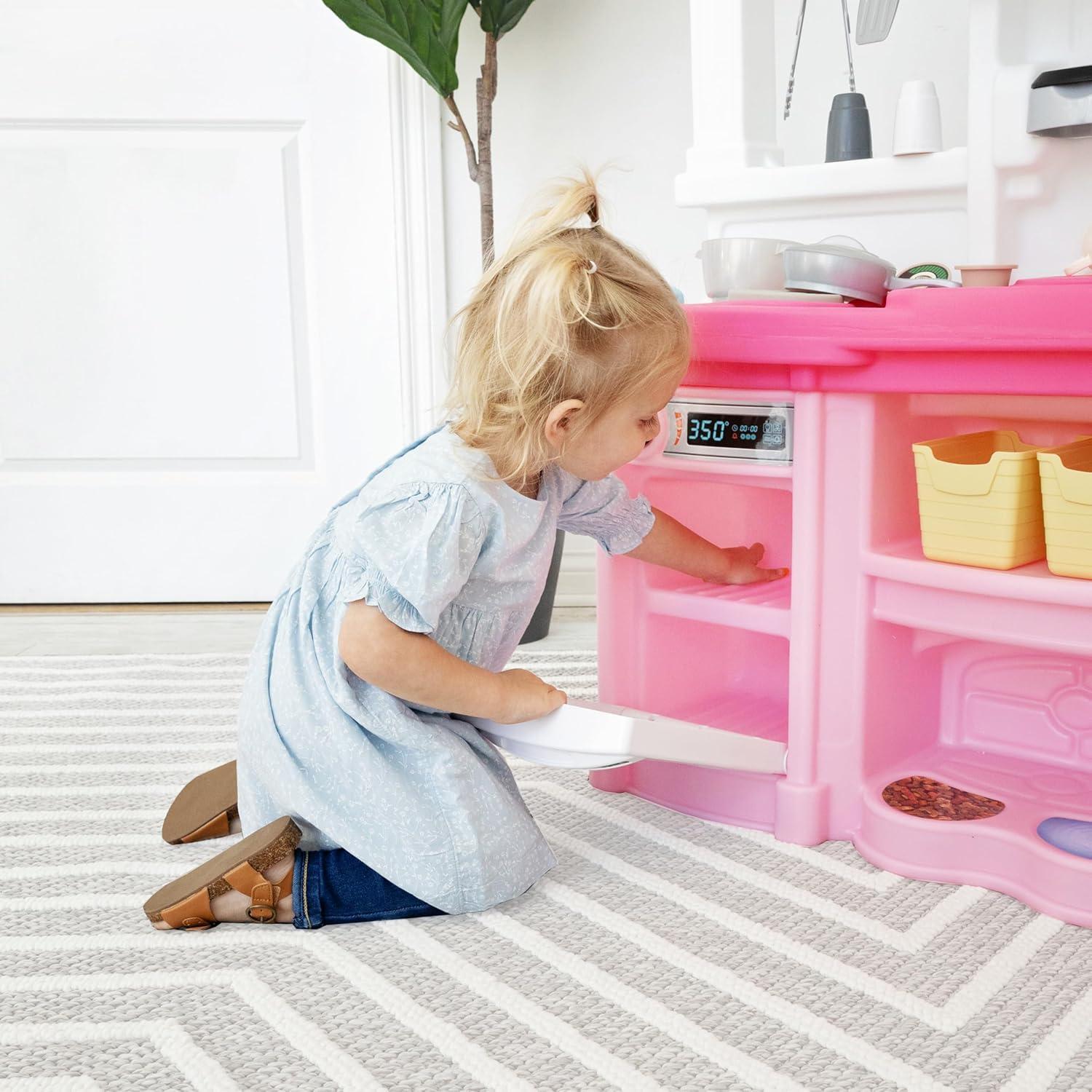 image:imageStep2 Fun with Friends Kids Kitchen Playset IndoorOutdoor Kitchenette with Lights amp Sounds Durable Plastic 25Piece Toy Accessories Toddlers 2 Years GrayPink