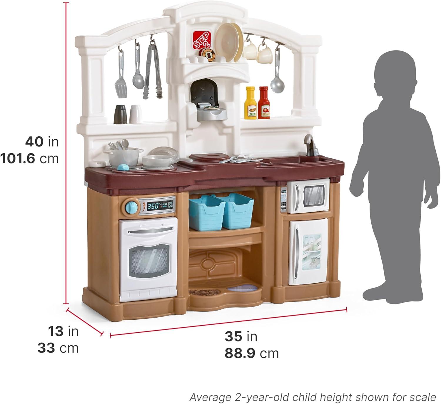 image:imageStep2 Fun with Friends Kids Kitchen Playset IndoorOutdoor Kitchenette with Lights amp Sounds Durable Plastic 25Piece Toy Accessories Toddlers 2 Years GrayPink