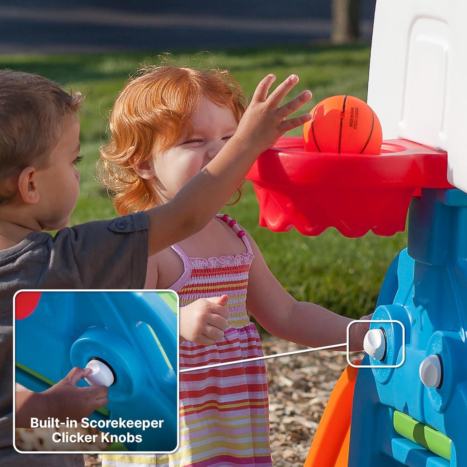image:imageStep2 Game Time Sports Climber Kids IndoorOutdoor Playset Backyard Playground Set Slide Climbing Wall Basketball Hoop Outside Jungle Gym For Toddlers 26 Years OldClimber and Slide