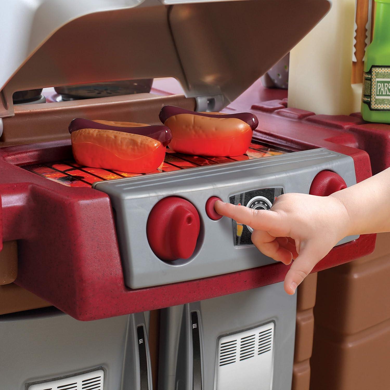 image:imageStep2 Grand Walkin Kitchen amp Grill Kids Playset IndoorOutdoor Kitchenette Interactive Play with Lights and Sounds Durable Plastic 103 Piece Toy Accessories Toddlers 2 Years Old GrayWhiteBrown Tan