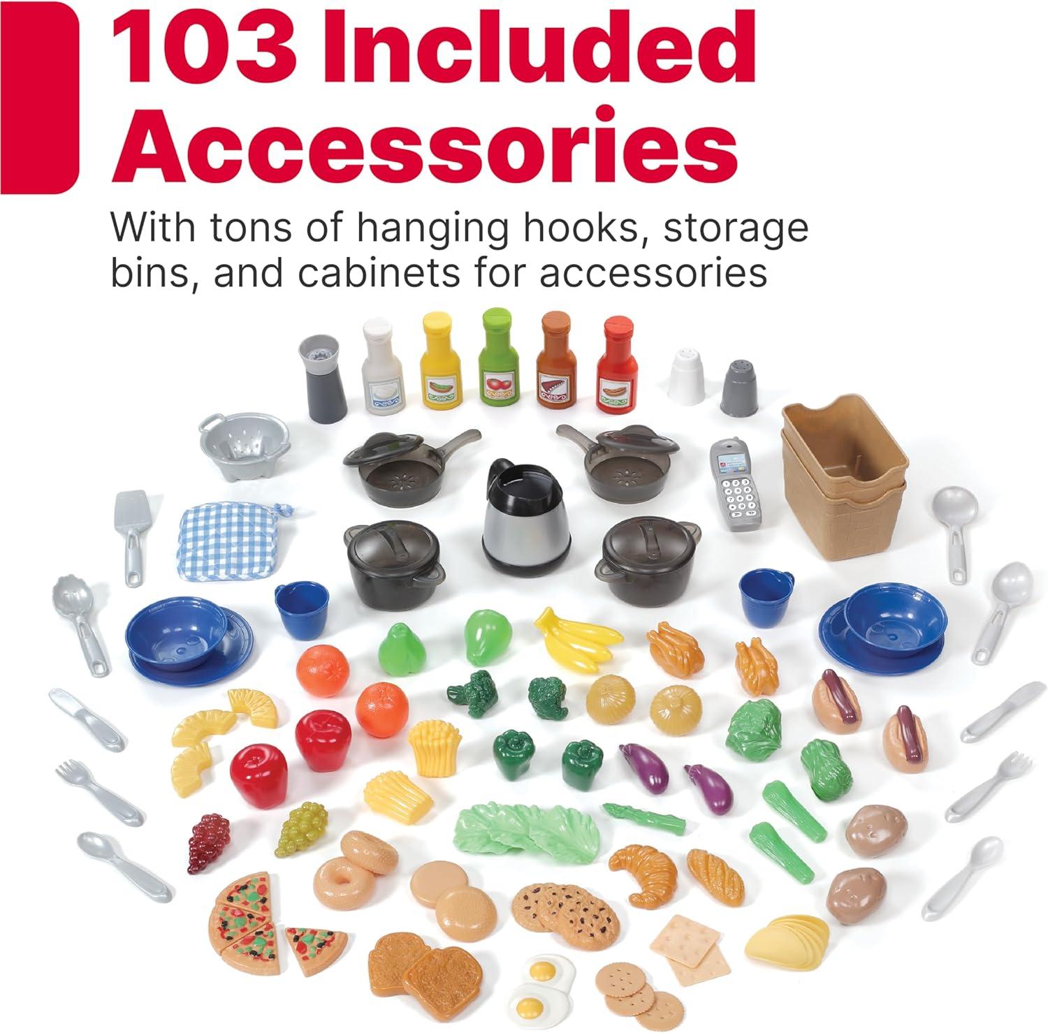 image:imageStep2 Grand Walkin Kitchen amp Grill Kids Playset IndoorOutdoor Kitchenette Interactive Play with Lights and Sounds Durable Plastic 103 Piece Toy Accessories Toddlers 2 Years Old GrayWhiteBrown Tan