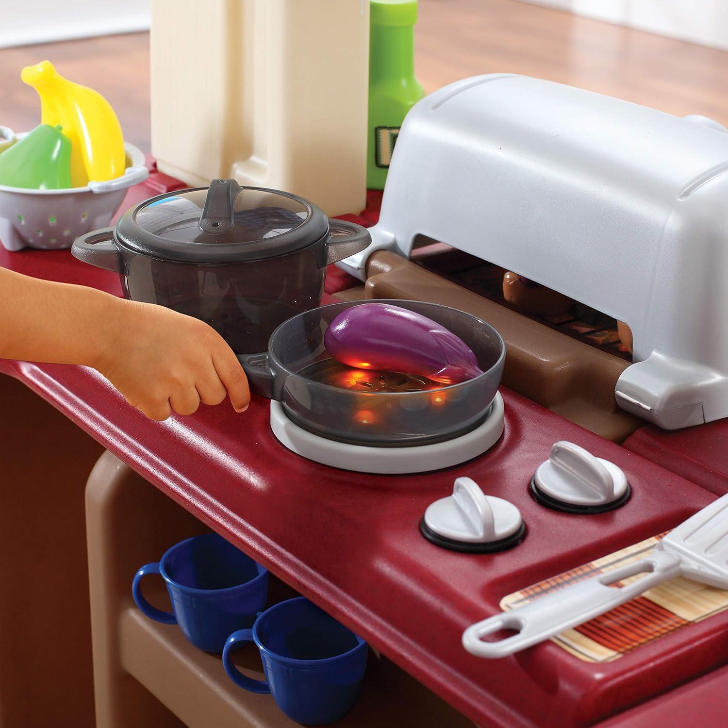 image:imageStep2 Grand Walkin Kitchen amp Grill Kids Playset IndoorOutdoor Kitchenette Interactive Play with Lights and Sounds Durable Plastic 103 Piece Toy Accessories Toddlers 2 Years Old GrayWhiteBrown Tan