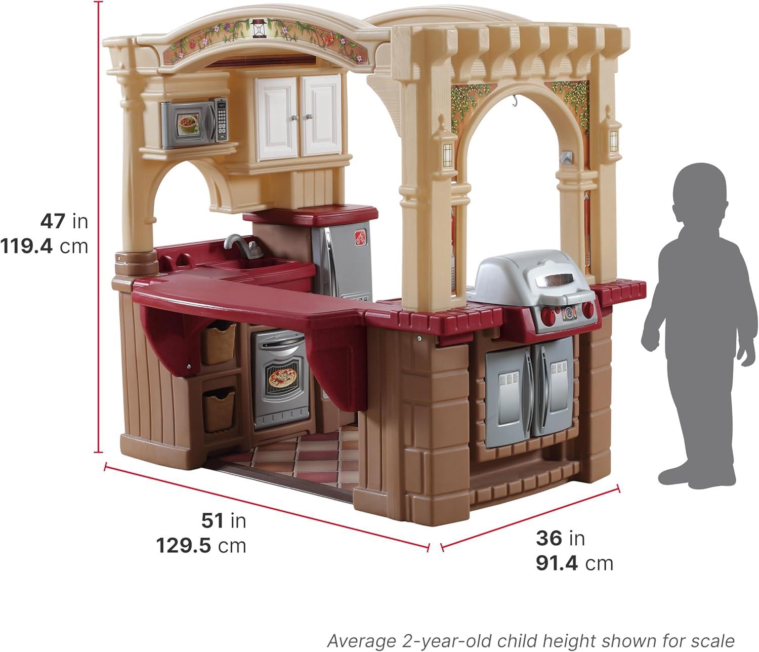 image:imageStep2 Grand Walkin Kitchen amp Grill Kids Playset IndoorOutdoor Kitchenette Interactive Play with Lights and Sounds Durable Plastic 103 Piece Toy Accessories Toddlers 2 Years Old GrayWhiteBrown Tan