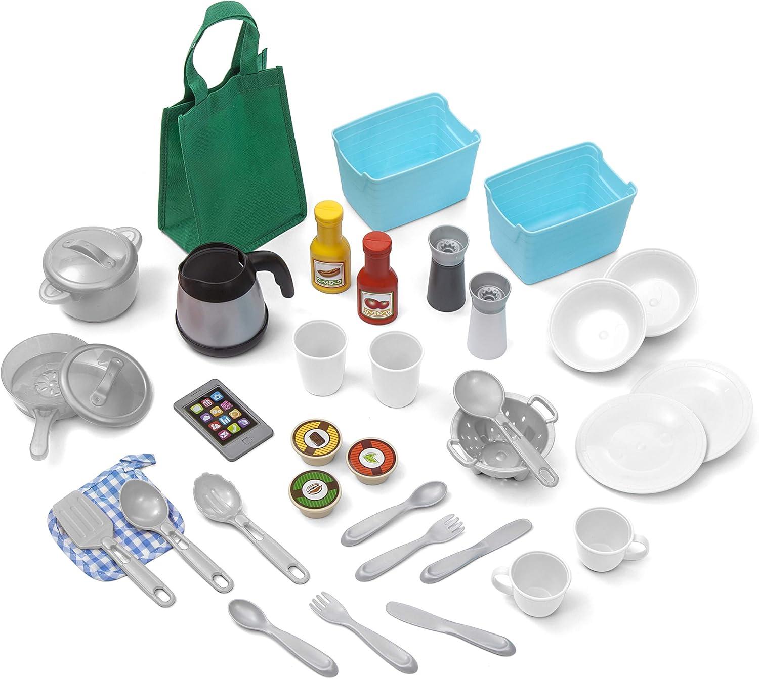 image:imageStep2 Great Gourmet Kids Kitchen Playset IndoorOutdoor Kitchenette Interactive Play with Lights and Sounds Made of Durable Plastic Includes 33 Piece Toy Accessories Toddlers 3 Years Old TanPink