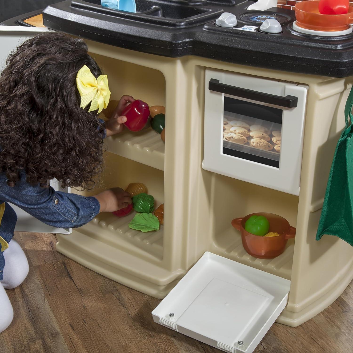 image:imageStep2 Great Gourmet Kids Kitchen Playset IndoorOutdoor Kitchenette Interactive Play with Lights and Sounds Made of Durable Plastic Includes 33 Piece Toy Accessories Toddlers 3 Years Old TanTan